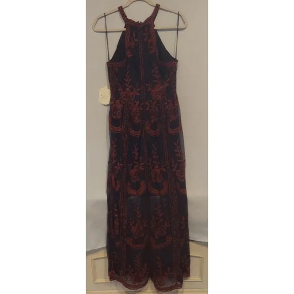 Altar'd State Womens Navy & Maroon Floral Lace Maxi Dress Size Medium NWT - Picture 5 of 14
